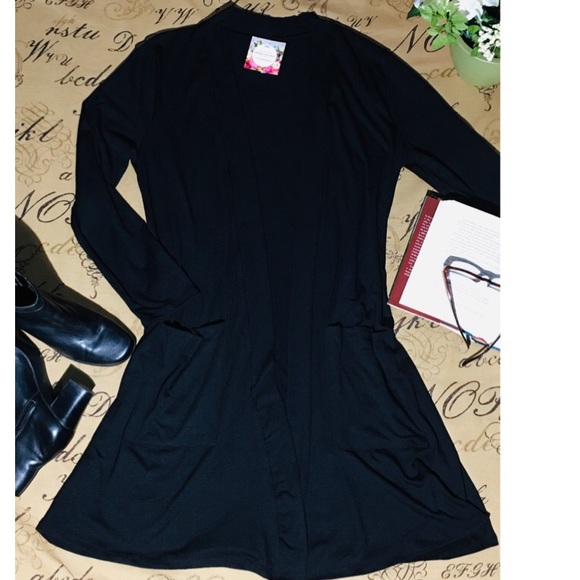 NEW Womens Black Cardigan Sweater Jacket Duster - Picture 4 of 7